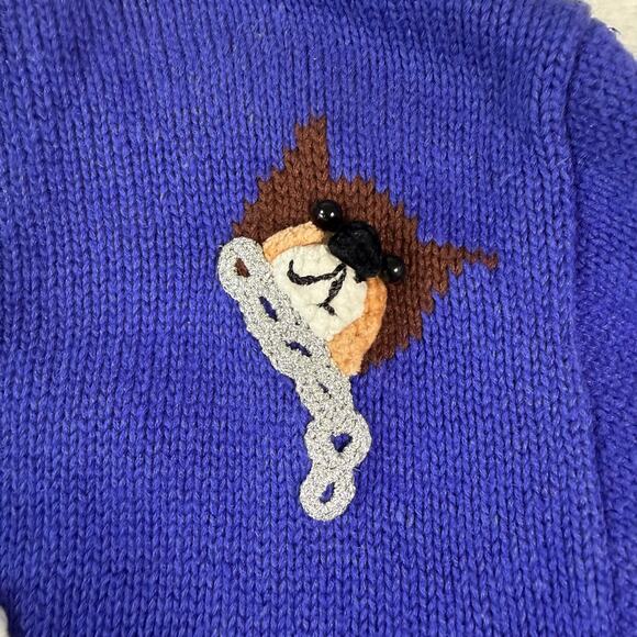 Vintage Jack B. Quick Blue Puppy Dog Applique V-Neck Cardigan Size Small - Picture 9 of 14